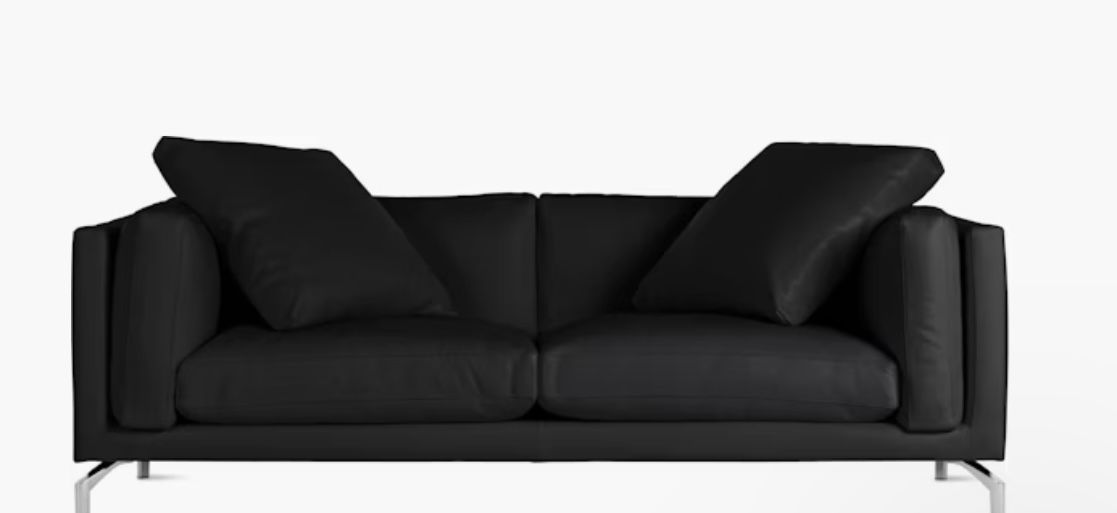 DWR Como Black Leather Sofa