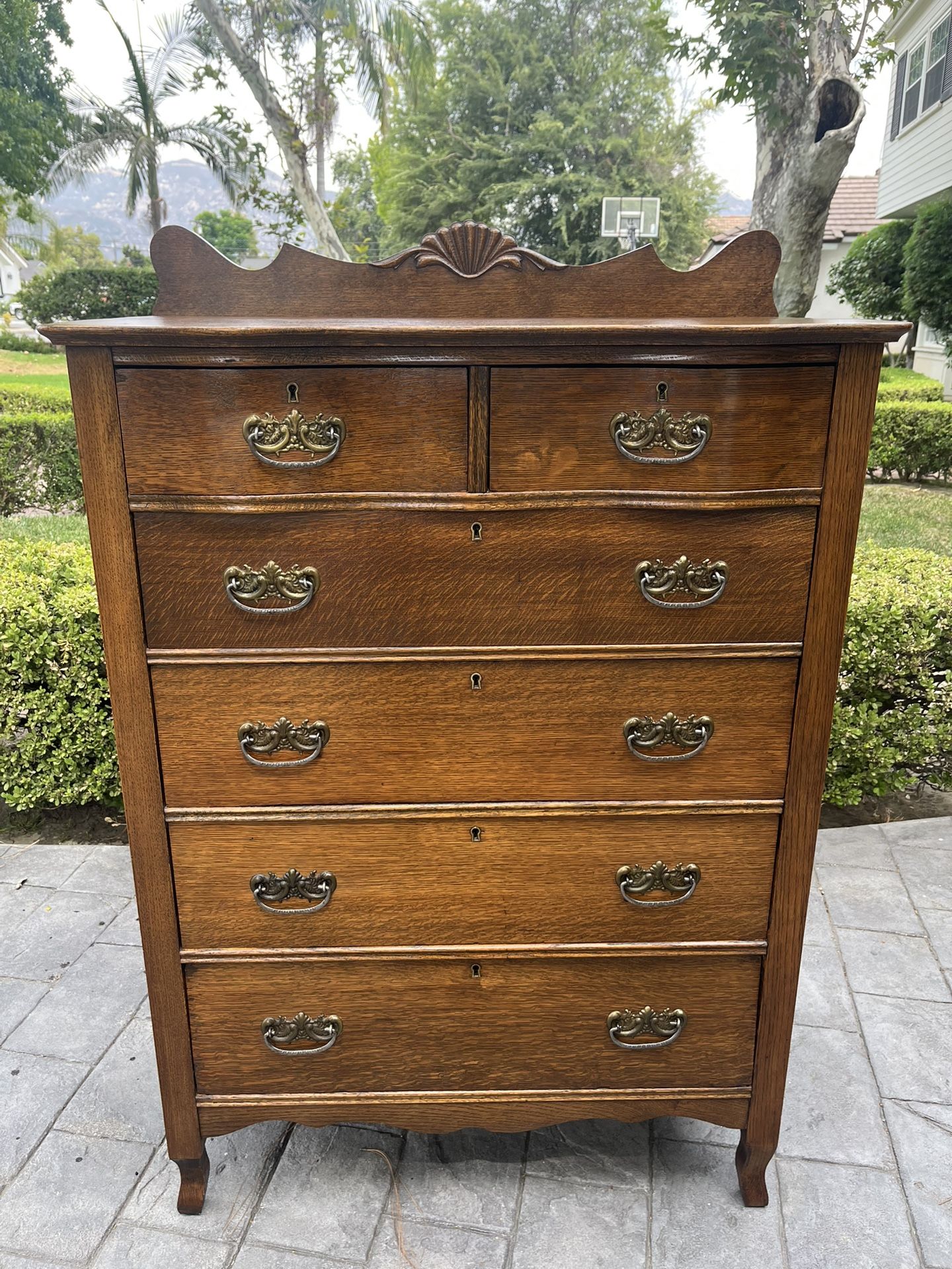 Antique Oak Larkin High Boy Dresser