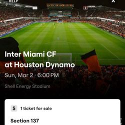 1 ticket for Inter Miami vs Dynamos on 3/2/25 Section 137