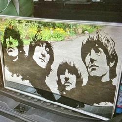 BEATLES VINTAGE RUBBER SOUL MIRROR 30" X 20" WITH METAL FRAME