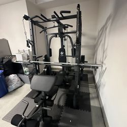 Vesta Fitness Smith Machine 1001 w/Bench Attachment | 245lb Cast Iron Olympic Weights | 7ft Olympic Bar | Fitness | Gym Equipment | FREE DELIVERY 🚚