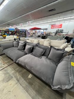 Grey / Beige Sectional Sofa 2 Piece