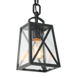 LNC Tebelle 1-Light Black Outdoor Pendant Light NEW