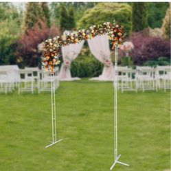 118.11 in. x 78.74 in. White Metal Wedding Arch Backdrop Stand Classic Garden Arbor