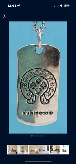 Chrome Hearts Style 2004 .925 Sterling “Las Vegas” Dog Tag With 24” Link Chain