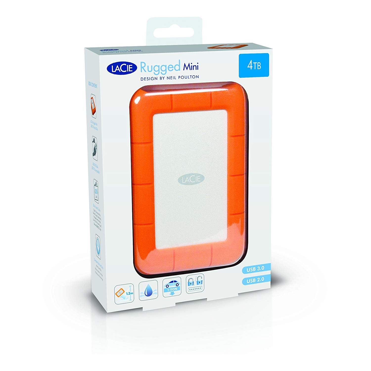 New LaCie Rugged Mini 4TB External Hard Drive Portable HDD – USB 3.0 USB 2.0 compatible, Drop Shock Dust Rain Resistant Drive Mac PC Computer Desktop