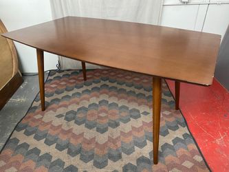 Walnut Finish MCM Style Dining Table