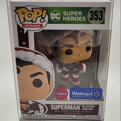 Funko POP Superman in Holiday Sweater Flocked #353 Walmart Exclusive W/Protector 🔥