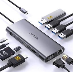 new 11-in-1 USB C Hub Multiport Adapter, USB C Docking Station with 4K HDMI, VGA 1080P, 100W PD, Ethernet, SD/TF, Audio, USB 3.0 Port, Laptop Dock for