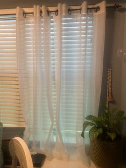 4 sheer white curtain panels