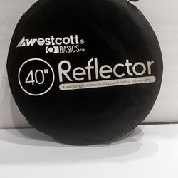 WESTCOTT BASICS REFLECTOR - 40 INCH - IN ZIPPERED ROUND BLACK POUCH! LIGHT MODIFIER FOR INDOOR/OUTDOOR