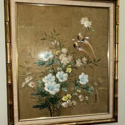 Majestic Beauty Roses & Birds Watercolor On Cork Painting