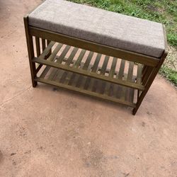 2 Tier Shoe Bench Storage with Seating Upholstered Bench - Shoe Rack for Front Door Entrance, Indoor Shoe Organizer for Living Room, Balcony