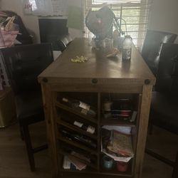 Dining Table With Outlet And Wine Bottle Rack
