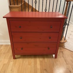 Red IKEA Hemnes 3 Drawer Wood Dresser. Basically New!