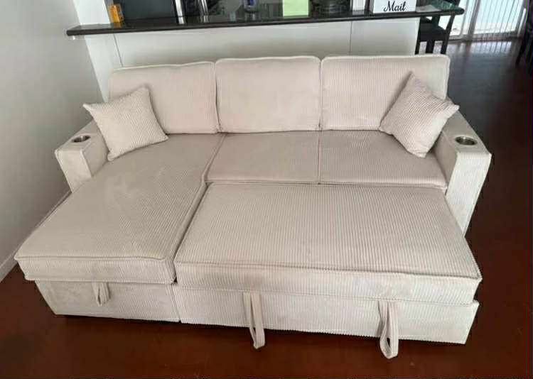New Sleeper Sectional Couch With Storage / Free Delivery