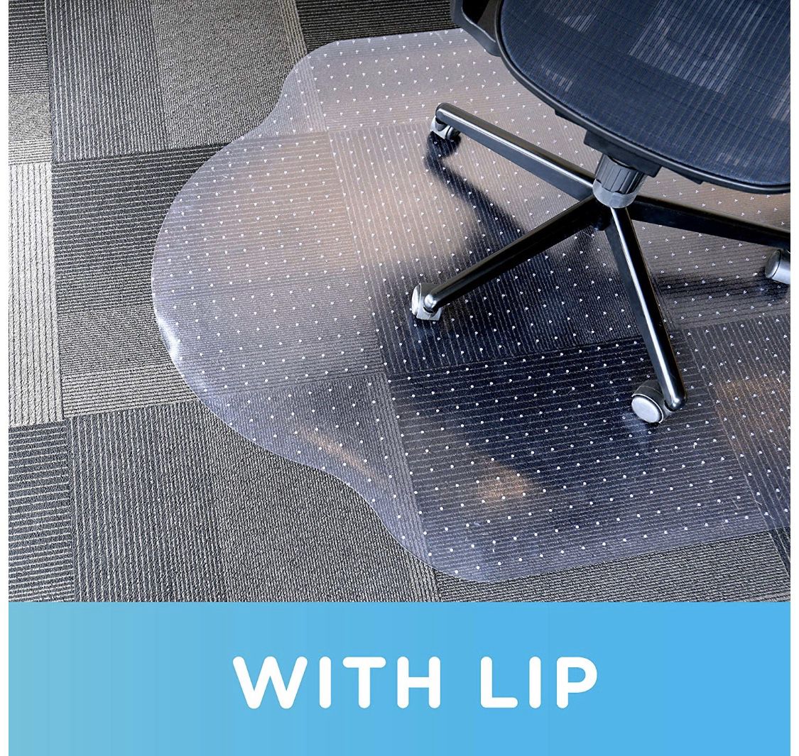 Modern Shape 33"x 44" Clear Office Chair Mat with Lip for Low Pile Carpet, Made in The USA by Dimex, Phthalate Free