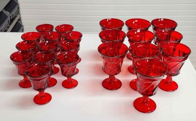 Vintage Fostoria Jamestown Ruby Red Goblets – 1960s–80s