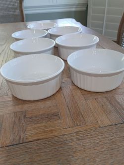 Set of 7 French White CorningWare 16oz Ramekins Excellent Condition Clean
