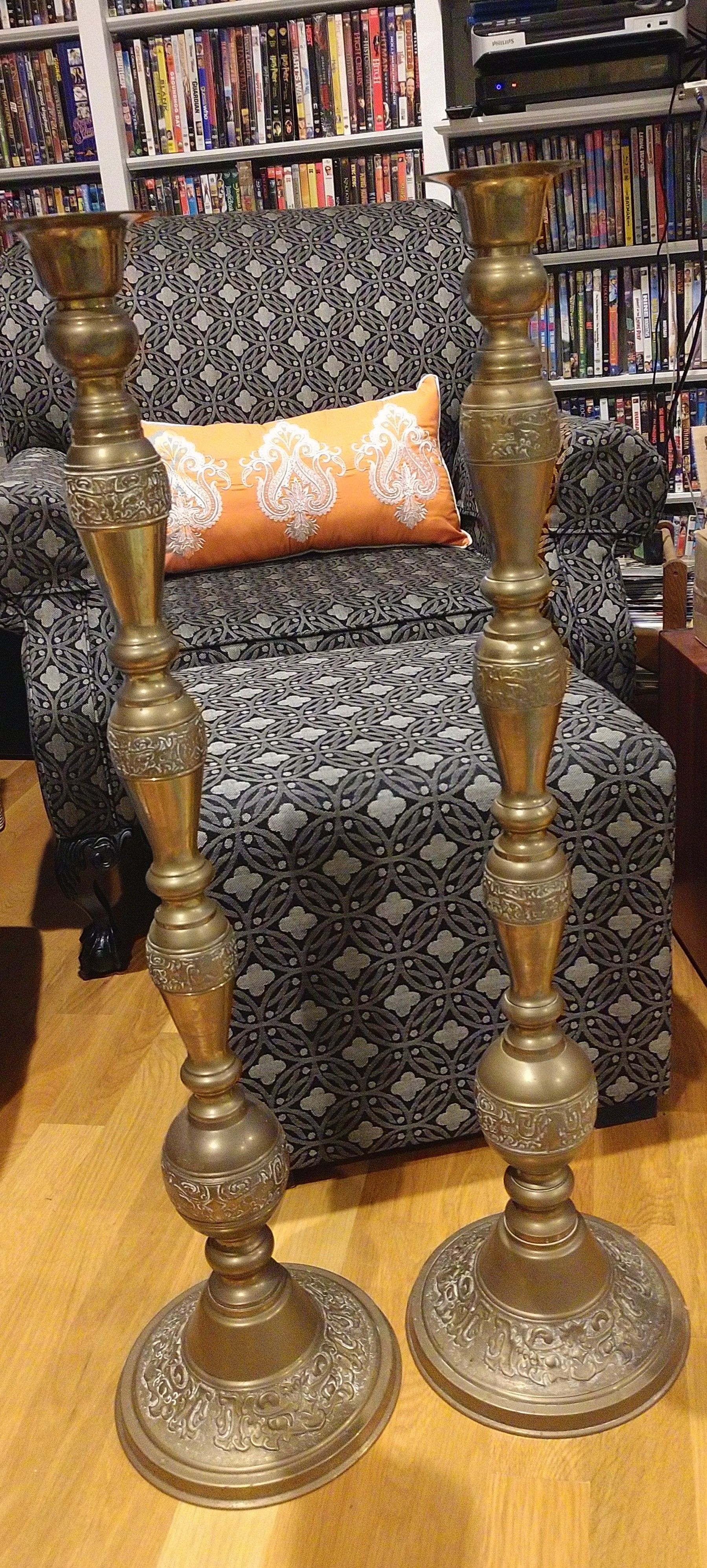 Vintage TALL brass candlesticks