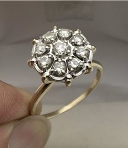 Estate 14k Yellow Gold .95TCW SI/GH-I Natural Diamond Cluster Ladies Ring 4.89g