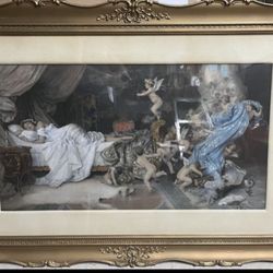 Gold Framed Angel Portrait 41 inches wide by 28 1/2 inches long