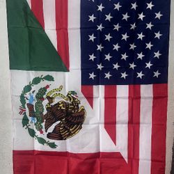 Half Mexico Half United States Flag