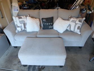 Couch w/ Pillows & Ottoman