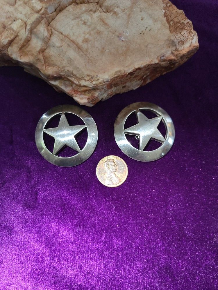Gorgeous Pair Silver Conchos