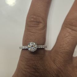 Moissanite Sterling Silver Ring Size 7