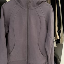 Lululemon Scruba Cotton Blend Full Zip Hooded Jacket In Purple Sz 10