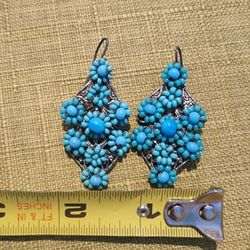 Turquoise drop earrings, authentic, vintage