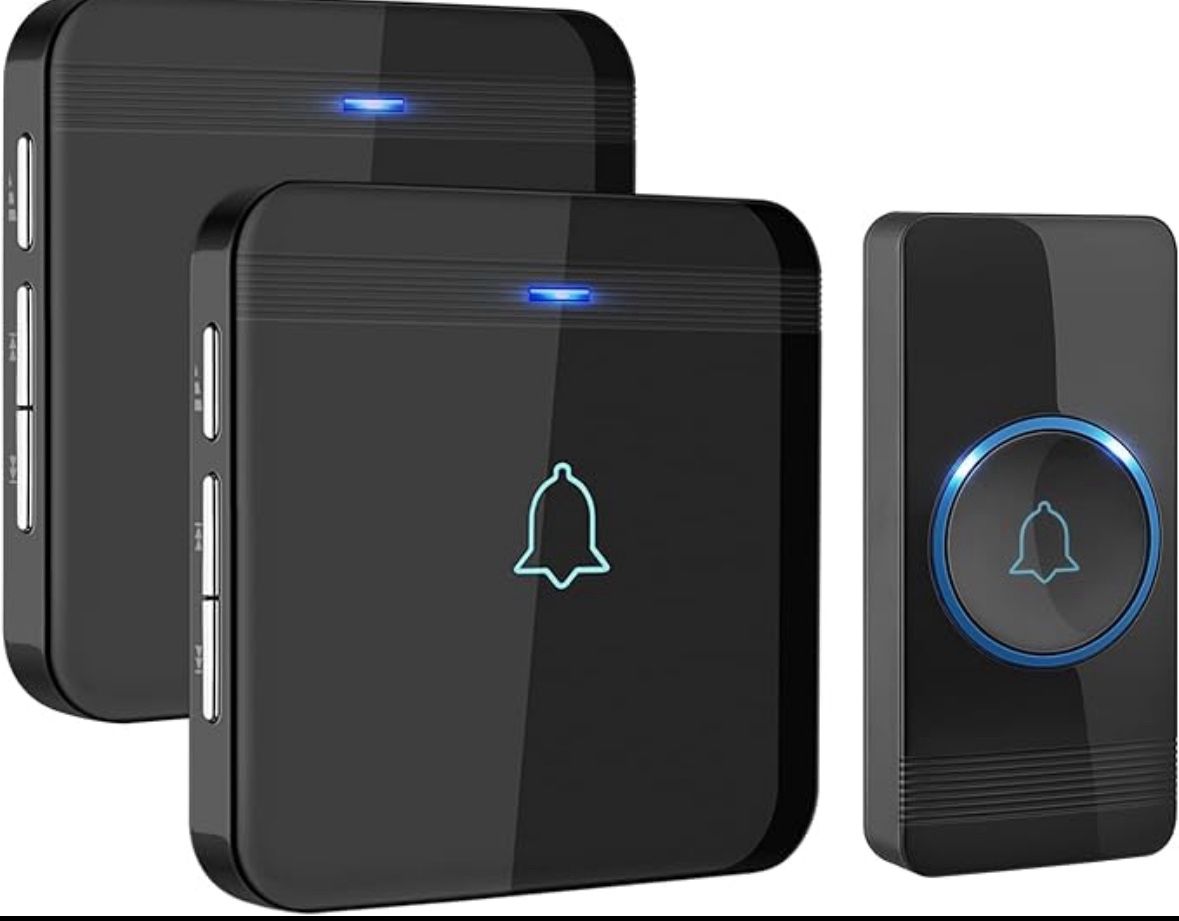 AVANTEK Wireless Doorbell, D-3B Waterproof Door Chime Kit Operating at over 1300 Feet with 2 Plug-In Receivers