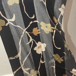 Made in Italy Black/Green Cream Scarf/Hijab/Shawl-11 x 60” Floral Print/RN79124