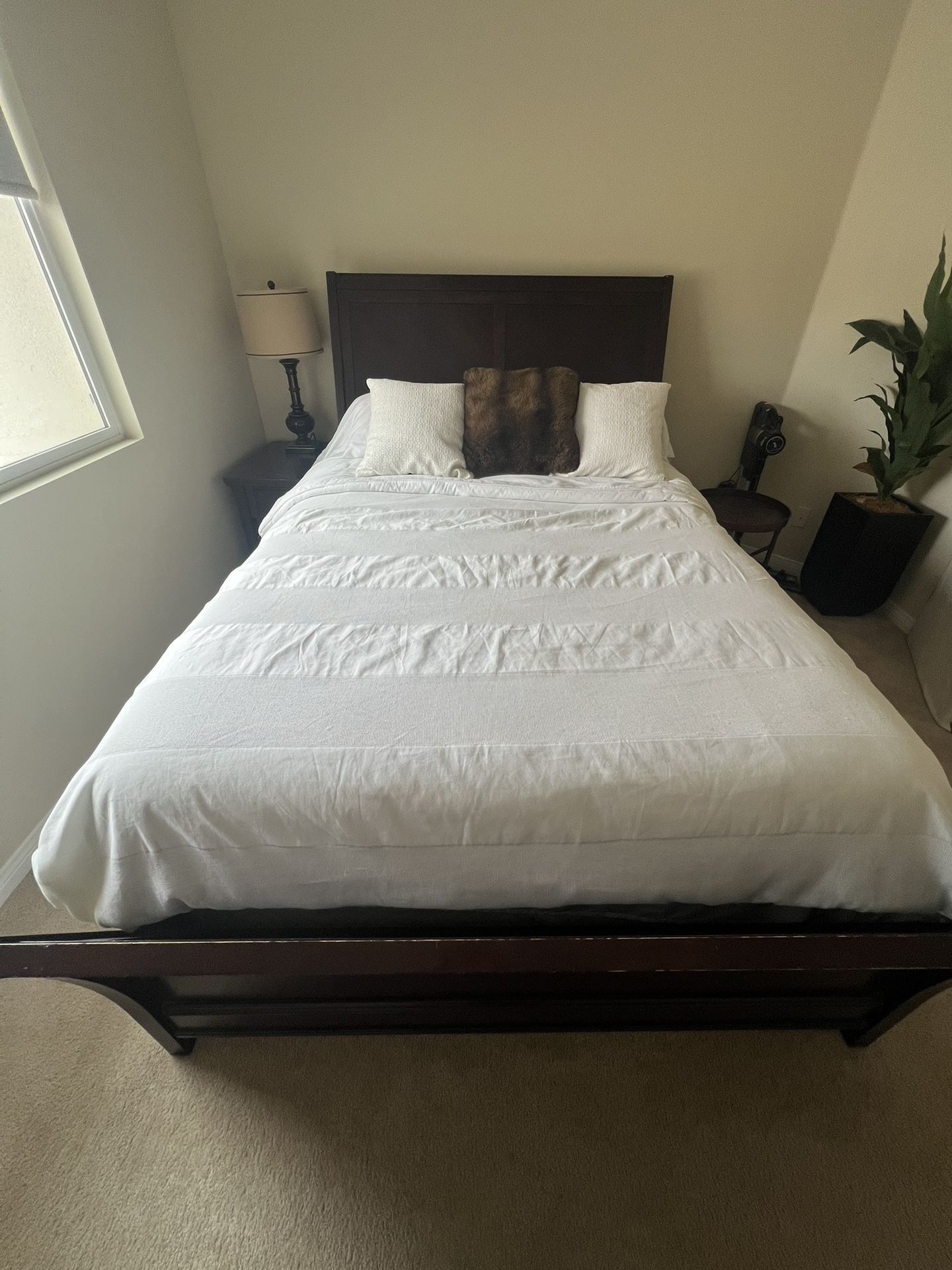 Queen, bed frame, and mattress