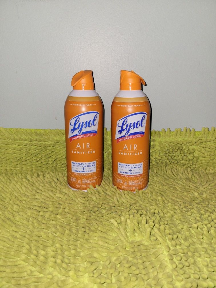2 Lysol Air Sanitizer Spray 10oz Tropical Sunset Scent