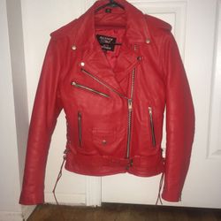 Red Allstate Leather biker jacket XS