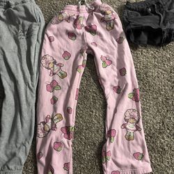Pink Strawberry Character Pj Pants 
