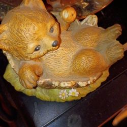 Vintage baby bear statue home decor