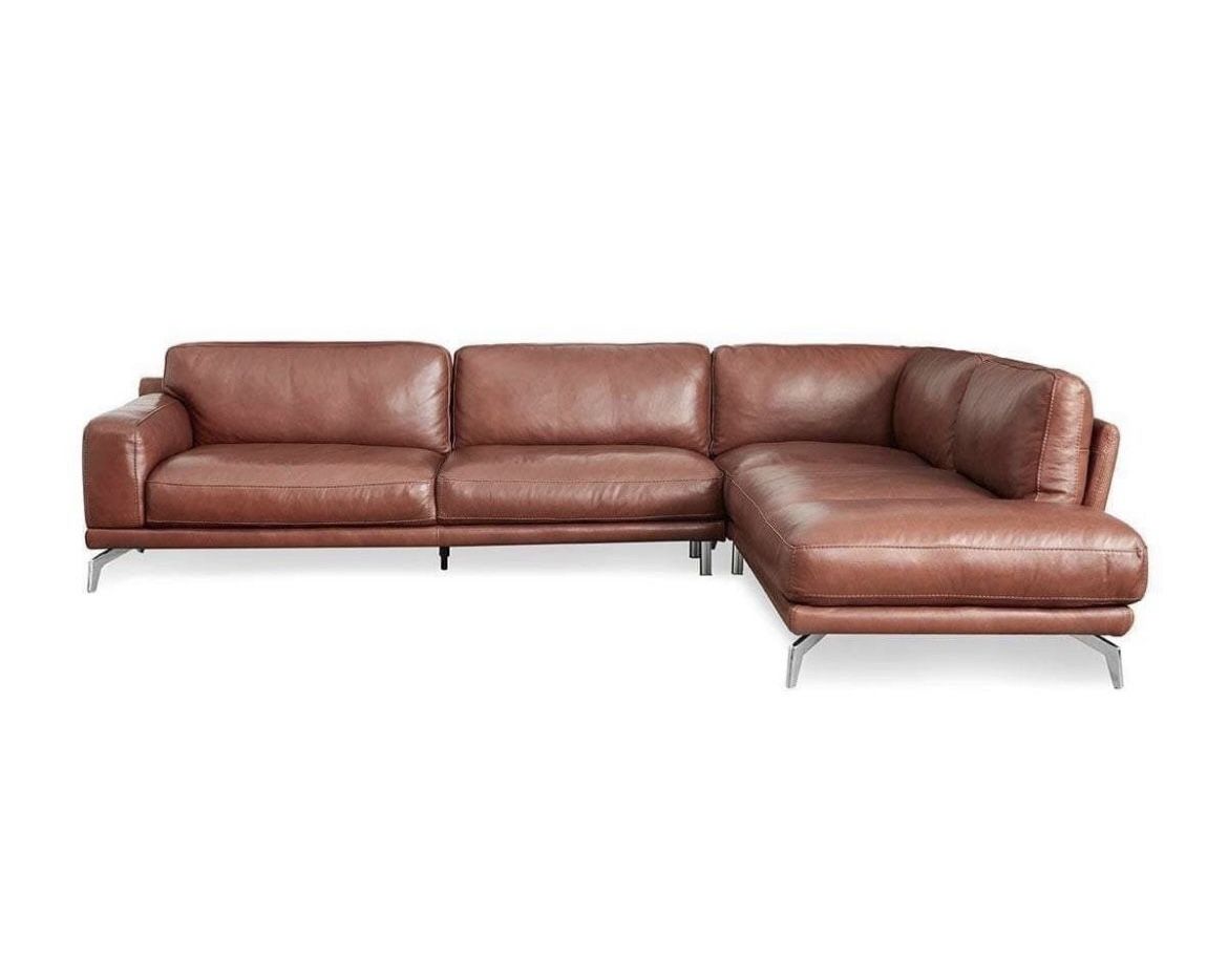 Scandinavian Designs *formerly Plummers* PERUNA Leather Right Sectional Saddle Brown *Firm price *Irvine Spectrum pickup