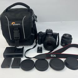 Canon EOS M50 24.1 MP Mirrorless Digital Camera w/ 50mm & 15-45mm lens, 2x batt