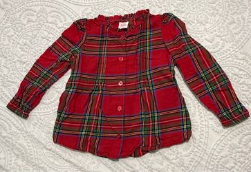 Girls Plaid Flannel Button-Up Top