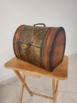 Wooden Storage Box With Metal Overlay