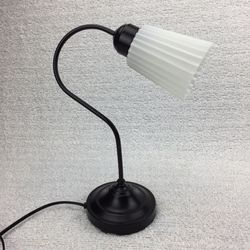 Vintage goose neck desk table lamp pleated glass shade