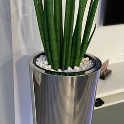 Snake grass plant artificially home decor vase metal silver6 feat  
