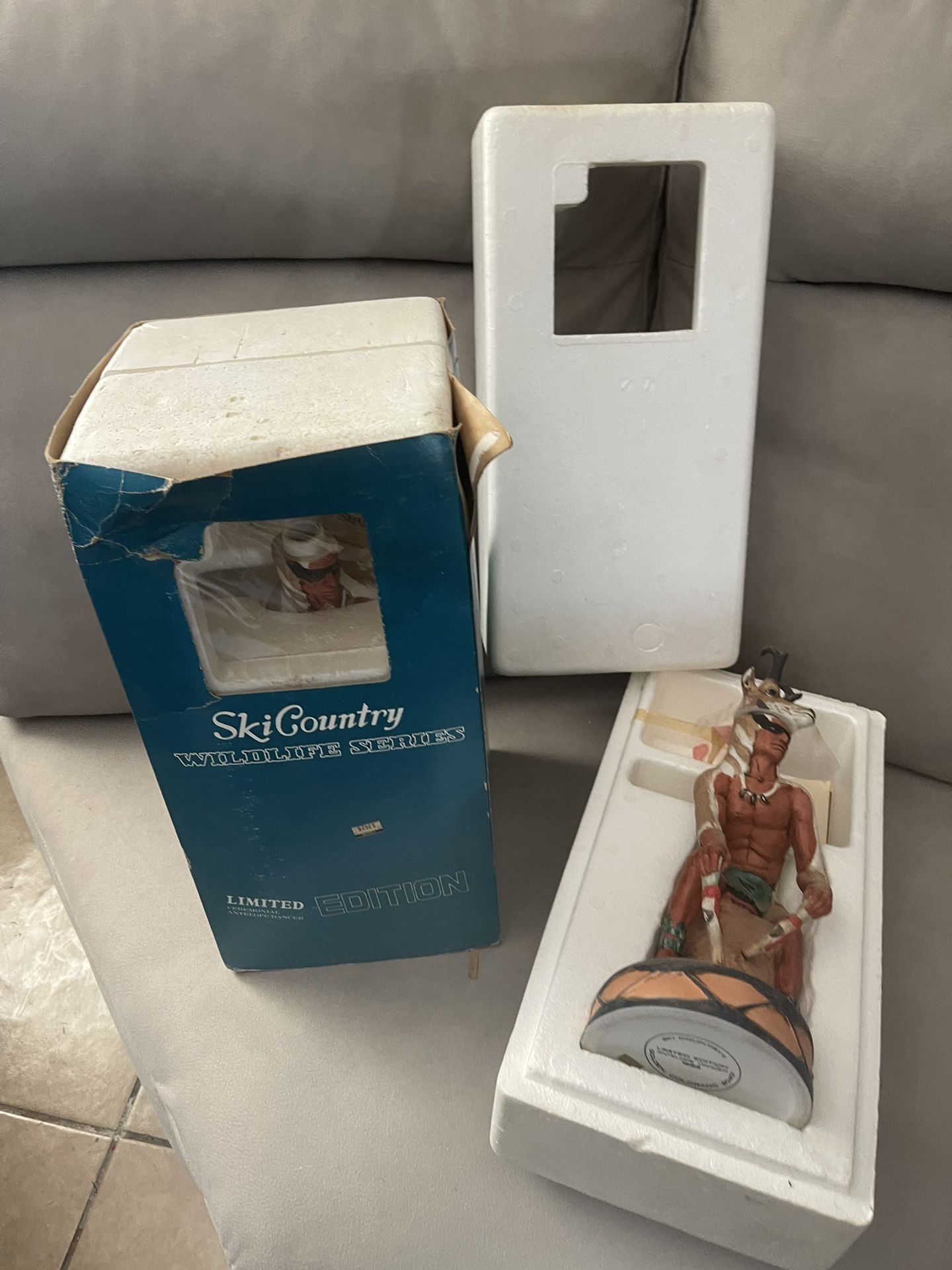 Ceramic Ski country whiskey decanter