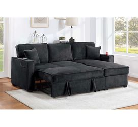 Black adjustable sofa bed with storage cup holders and usb ports brand new in box firm price $480