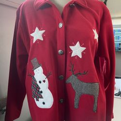 Women’s Hot Cotton Fleece Christmas Clothing - Shirt Jacket Top - Size Medium - New