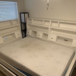 Full Size Bed, Memory Foam Mattress, With Head & Trundle storage