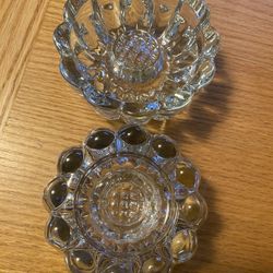 Set Of 2 Vintage Princess House Clear Glass TAPER CANDLE HOLDERS